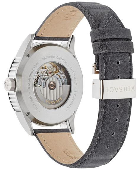 Versace 44mm Aiakos Men's Automatic Watch with Gray Leather 